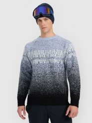 4F Sweter męski - granatowy S. Niebieskie swetry nierozpinane 4F, m, z aplikacjami, z wełny, bez kołnierzyka, bez ramiączek. Za 299.99 zł.