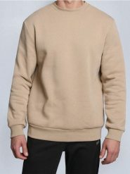 Bluza crewneck z domieszką bawełny - beżowy. Brązowe bluzy bez kaptura Sinsay, l, bez wzorów, z bawełny, bez kaptura. W wyprzedaży za 14.99 zł.