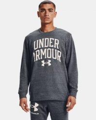 Bluza dresowa sportowa męska Under Armour Rival Terry Crew. Szare bluzy bez kaptura Under Armour, m, bez wzorów, z bawełny, bez kaptura. Za 139.99 zł.