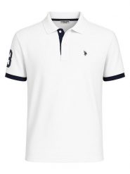 U.S. Polo Assn. Koszulka polo w kolorze białym rozmiar: M. Białe koszulki polo U.S. Polo Assn., m, bez wzorów, bez kołnierzyka, bez ramiączek. Za 152.98 zł.