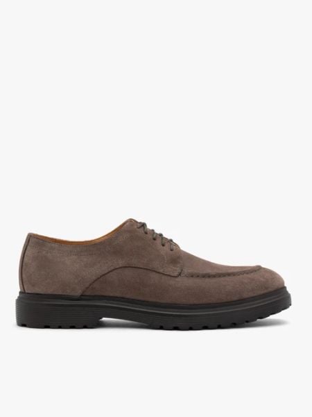 Szare półbuty z weluru. Szare eleganckie półbuty Brawo sp. z o.o., bez wzorów, ze skóry, bez obcasa, na płaskiej podeszwie, bez zapięcia. Za 479.99 zł.