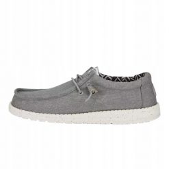 HeyDude Męskie Mokasyny Wally Stretch Canvas. Białe mokasyny Hey dude, bez wzorów, z materiału, bez obcasa, bez zapięcia. Za 239.00 zł.