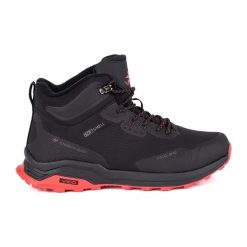 Vico Czarno-czerwone męskie buty trekkingowe czarne. Czarne trekkingi bez wzorów, bez zapięcia. Za 227.37 zł.