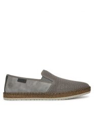 Rieker Półbuty B5265-43 Szary. Szare eleganckie półbuty Rieker, bez wzorów, z materiału, bez obcasa, bez zapięcia. Za 319.99 zł.