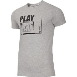T-shirt męski TSM004 - chłodny jasny szary melanż. Szare t-shirty 4F, m, bez wzorów, bez kołnierzyka, bez ramiączek. W wyprzedaży za 34.99 zł.