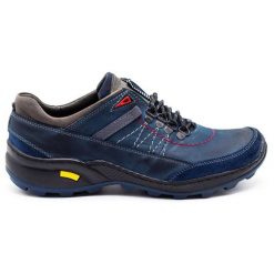 Olivier Męskie buty trekkingowe 274GT granatowe niebieskie. Niebieskie trekkingi bez wzorów, z jeansu, bez zapięcia. Za 319.69 zł.
