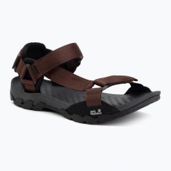 Sandały męskie Jack Wolfskin Ridge. Brązowe sandały Jack Wolfskin, z gumy, bez zapięcia. Za 299.99 zł.