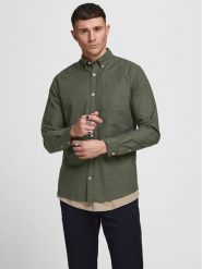 Jack&Jones Koszula 12182486 Zielony Slim Fit. Zielone koszule Jack&Jones, m, bez wzorów, z bawełny, bez kołnierzyka, bez ramiączek. Za 119.99 zł.