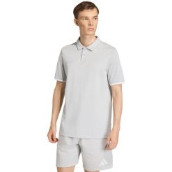 Koszulka męska adidas Entrada 26 Polo. Szare koszulki polo Adidas, m, bez wzorów, z poliesteru, bez kołnierzyka, bez ramiączek, na fitness i siłownię. Za 78.99 zł.