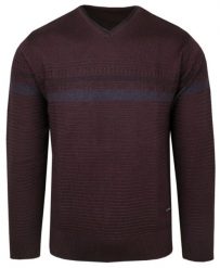 Elegancki Męski Sweter z Dekoltem w Serek (V-Neck) - Trikko - Bordowy. Czerwone swetry rozpinane Trikko, l, bez wzorów, z bawełny, bez kołnierzyka, bez ramiączek. Za 210.00 zł.