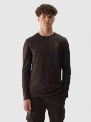 4F Longsleeve regular męski - brązowy M. Brązowe bluzki z długim rękawem 4F, m, bez wzorów, z bawełny, bez kołnierzyka, bez ramiączek. W wyprzedaży za 39.99 zł.