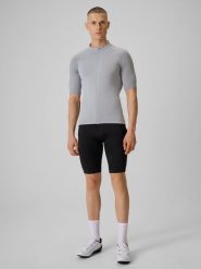 4F Spodenki kolarskie z żelową wkładką męskie - czarne M. Czarne spodenki rowerowe 4F, m, bez wzorów, z materiału, na fitness i siłownię. Za 249.99 zł.