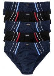 Slipy maxi z bawełną (zestaw 5 par). Niebieskie slipki bonprix, m, bez wzorów, z bawełny. Za 72.99 zł.