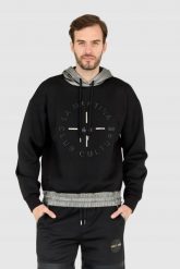 LA MARTINA Czarna bluza męska z kapturem. Czarne bluzy La Martina, m, bez wzorów, z kapturem. W wyprzedaży za 559.99 zł.