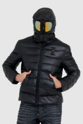 BLAUER Czarna puchowa kurtka Enrique z goglami. Czarne kurtki Blauer USA, l, bez wzorów, z puchu, bez kaptura. W wyprzedaży za 879.99 zł.
