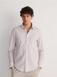 Koszula slim fit w paski - wielobarwny. Koszule Reserved, l, bez wzorów, z bawełny, bez kołnierzyka, bez ramiączek. W wyprzedaży za 139.99 zł.