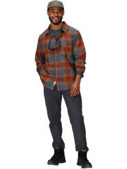 Marmot Flanelowa koszula funkcyjna "Stonepeak" w kolorze niebiesko-pomarańczowym rozmiar: S. Niebieskie koszule Marmot, bez wzorów, z materiału, bez ramiączek, outdoorowe. Za 195.99 zł.