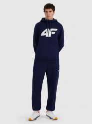 4F Spodnie dresowe joggery męskie - granatowe M. Niebieskie joggery i bojówki 4F, m, bez wzorów, z bawełny. Za 149.99 zł.