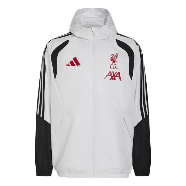 Wodoodporna kurtka Liverpool FC 2026/27. Szare kurtki Adidas, s, bez wzorów, z materiału, bez kaptura. Za 431.00 zł.