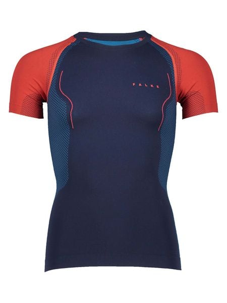 Falke Podkoszulek funkcyjny "Maglietta" w kolorze granatowo-czerwonym rozmiar: S. Niebieskie bielizna termoaktywna Falke, s, bez wzorów, z materiału, bez ramiączek. Za 139.54 zł.