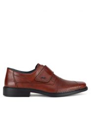 Rieker Półbuty B0857-24 Brązowy. Brązowe eleganckie półbuty Rieker, bez wzorów, ze skóry, bez obcasa, bez zapięcia. Za 289.99 zł.