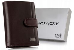 Portfel skórzany Rovicky PC-101L-BAR brązowy. Brązowe portfele ROVICKY, bez wzorów, ze skóry. Za 77.99 zł.