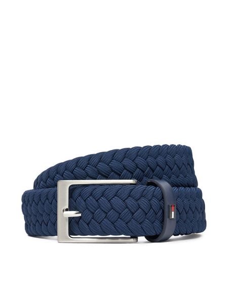 Tommy Hilfiger Pasek Męski Layton Elastic AM0AM13570 Niebieski. Niebieskie paski Tommy Hilfiger, bez wzorów, z materiału. Za 159.99 zł.