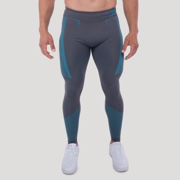 Męskie legginsy fitness bezszwowe OG1. Szare legginsy długie sportowe GYMBEAM, m, bez wzorów, z materiału, na fitness i siłownię. Za 142.90 zł.