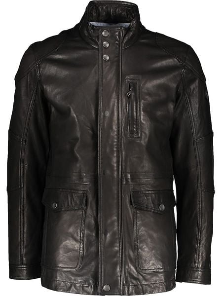 Bugatti Skórzana kurtka w kolorze czarnym rozmiar: 52. Czarne kurtki Bugatti, bez wzorów, ze skóry, bez kaptura. Za 891.99 zł.