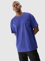4F T-shirt oversize z nadrukiem męski - fioletowy XL. Fioletowe t-shirty 4F, m, bez wzorów, z bawełny, bez kołnierzyka, bez ramiączek. W wyprzedaży za 39.99 zł.