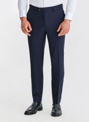 PAKO LORENTE - Wełniane granatowe spodnie garniturowe. Garnitury Pako Lorente, do pracy, m, bez wzorów, z wełny. Za 799.99 zł.