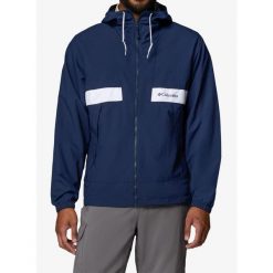 Kurtka przeciwwiatrowa Columbia Spire Valley Hooded Windbreaker. Niebieskie kurtki softshell Columbia, bez wzorów, z softshellu, bez kaptura. Za 299.19 zł.
