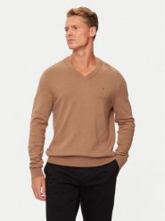 Tommy Hilfiger Sweter MW0MW28047 Beżowy Regular Fit. Brązowe swetry rozpinane Tommy Hilfiger, m, bez wzorów, z bawełny, bez kołnierzyka, bez ramiączek. Za 319.99 zł.
