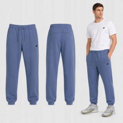 SPODNIE MĘSKIE 4F DRESOWE JOGGERY SPORTOWE NIEBIESKIE. Niebieskie joggery i bojówki 4F, m, bez wzorów, z bawełny, sportowe. Za 149.99 zł.