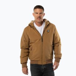 Kurtka zimowa męska Pitbull Elkwood 3 Sherpa Hooded. Żółte kurtki PITBULL, na zimę, l, bez wzorów, z materiału, bez kaptura. Za 329.99 zł.