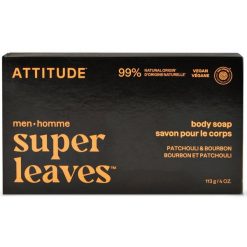 Attitude SUPER LEAVES, Mydło w kostce do ciała, dla mężczyzn - Paczul i bourbon, 113 g. Perfumy męskie attitude. Za 43.69 zł.
