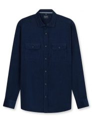 OLYMP Koszula "Casual" - Regular fit - w kolorze granatowym rozmiar: L. Niebieskie koszule Olymp, l, bez wzorów, z bawełny, bez kołnierzyka, bez ramiączek. Za 122.09 zł.