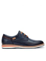 Pikolinos Półbuty M1T-4050C1 Niebieski. Niebieskie eleganckie półbuty Pikolinos, bez wzorów, ze skóry, bez obcasa, bez zapięcia. Za 399.99 zł.