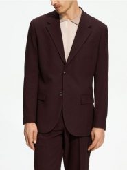 Marynarka slim fit - mahoniowy. Brązowe garnitury Reserved, l, bez wzorów, z tkaniny. Za 359.99 zł.