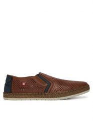 Rieker Półbuty B5297-24 Brązowy. Brązowe eleganckie półbuty Rieker, bez wzorów, ze skóry, bez obcasa, bez zapięcia. Za 359.99 zł.