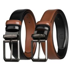 Skórzany, dwustronny pasek męski w czarnym i brązowym kolorze Peterson PTN LZB-34-BLACK-. Brązowe paski Peterson, bez wzorów, ze skóry, klasyczne. Za 69.99 zł.