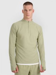 4F Bluza do biegania regular szybkoschnąca męska - oliwkowa/khaki L. Brązowe bluzy 4F, l, bez wzorów, bez kaptura. Za 199.99 zł.