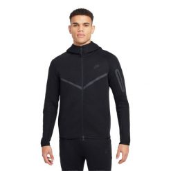 Bluza Męska Z Polaru TechFit Z Pełnym Zamkiem Błyskawicznym. Czarne bluzy z kapturem Nike, l, bez wzorów, z bawełny, z kapturem. Za 501.85 zł.