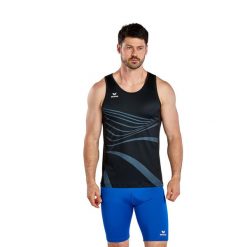 Tank top Erima Racing. Czarne bezrękawniki Erima, bez wzorów, bez kołnierzyka, bez ramiączek. Za 279.99 zł.
