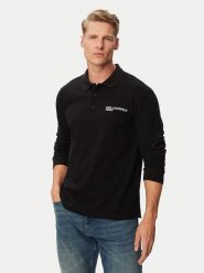 Karl Lagerfeld Jeans Polo B3M17036 Czarny Relaxed Fit. Czarne koszulki polo Karl Lagerfeld Jeans, l, bez wzorów, z bawełny, bez kołnierzyka, bez ramiączek. Za 339.99 zł.