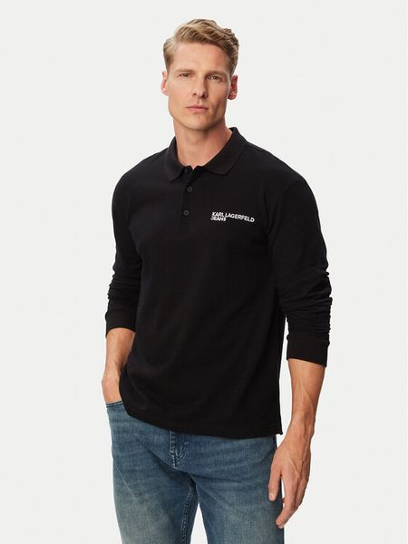 Karl Lagerfeld Jeans Polo B3M17036 Czarny Relaxed Fit. Czarne koszulki polo Karl Lagerfeld Jeans, m, bez wzorów, z bawełny, bez kołnierzyka, bez ramiączek. Za 322.99 zł.