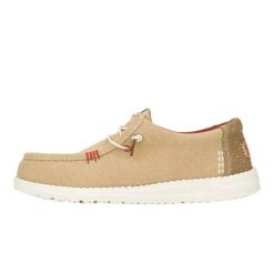 HeyDude Męskie Mokasyny Wally Workwear. Brązowe mokasyny Hey dude, bez wzorów, z materiału, bez obcasa, bez zapięcia. Za 229.00 zł.
