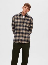 Selected Homme Koszula 16090884 Beżowy Loose Fit. Brązowe koszule Selected Homme, m, bez wzorów, z bawełny, bez kołnierzyka, bez ramiączek. Za 129.99 zł.
