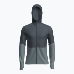 Bluza trekkingowa męska icebreaker Merino 200 RealFleece Descender Zip Hoodie. Niebieskie bluzy Icebreaker, m, bez wzorów, bez kaptura. Za 579.99 zł.