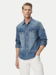 Tommy Jeans Koszula jeansowa Western DM0DM23661 Niebieski Regular Fit. Niebieskie koszule Tommy Jeans, m, bez wzorów, z bawełny, bez kołnierzyka, bez ramiączek. Za 409.99 zł.